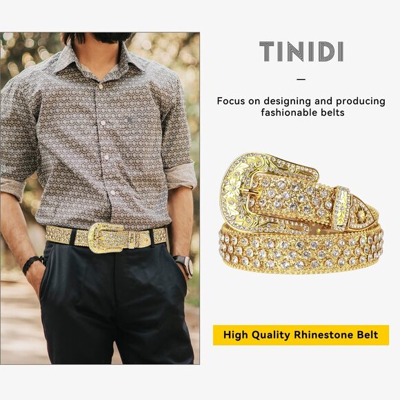 7728 Luxury Strap Men Women Rhinestone Belt Western Diamond Sparkle Bling main image 4